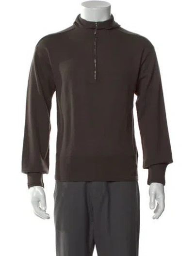 Pre-owned Burberry Wool Mock Neck Polo Sweater In Brown