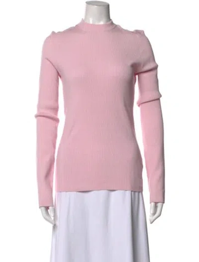 Pre-owned Burberry Wool Mock Neck Sweater In Pink