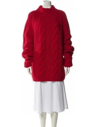 Pre-owned Burberry Wool Mock Neck Sweater In Red