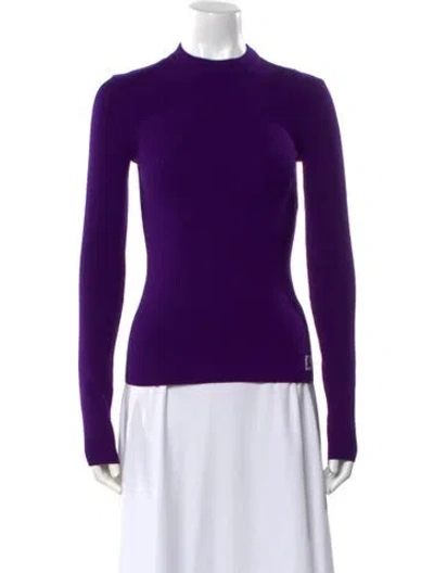 Pre-owned Burberry Wool Mock Neck Sweater W/ Tags In Purple
