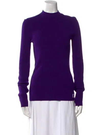 Pre-owned Burberry Wool Mock Neck Top W/ Tags In Purple