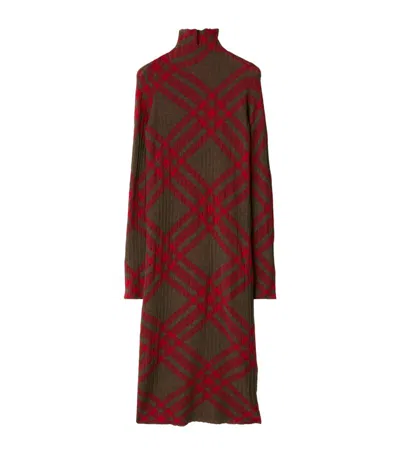 Burberry Women Check Wool Blend Dress In Red