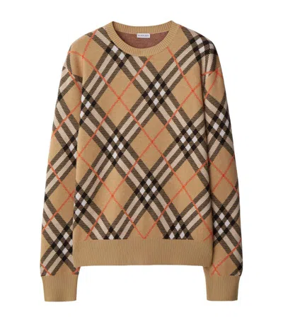 Burberry Wool-mohair Blend Check Sweater In Neutrals