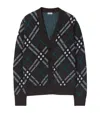 Burberry Checked V-neck Buttoned Cardigan In Grey