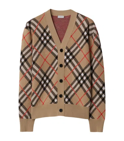 BURBERRY WOOL-MOHAIR CHECK CARDIGAN