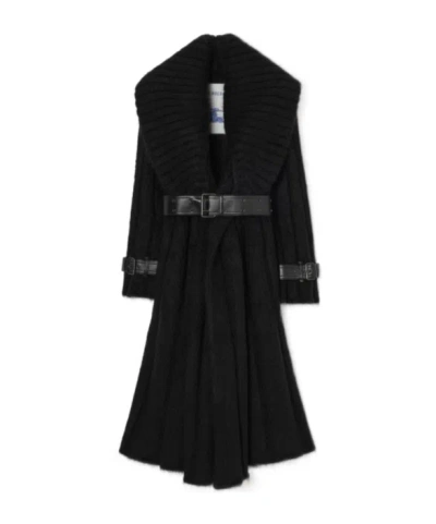 Burberry Wool Mohair Silk Coat In Black