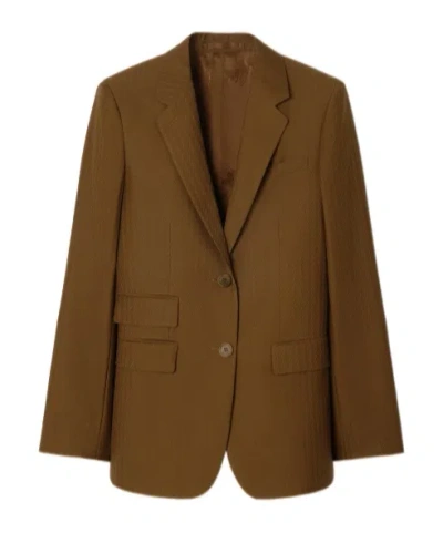 Burberry Wool Mohair Tailored Jacket In Brown