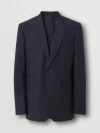 Burberry Wool Mohair Tailored Jacket In Blue