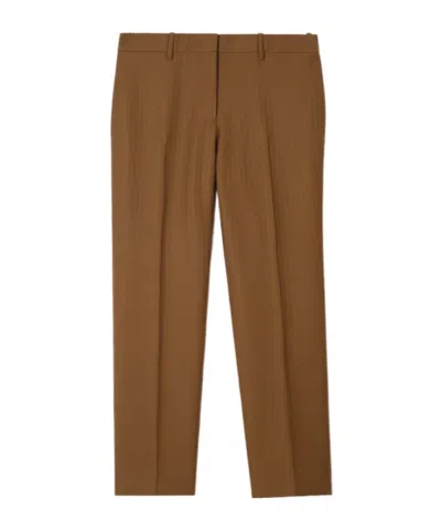 Burberry Wool Mohair Tailored Trousers In Brown