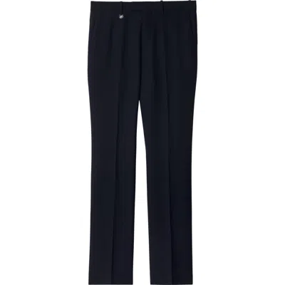 Burberry Suit Trousers In Navy Blue Wool. Straight-leg Cut. Zippered Closure And Belt Clip.