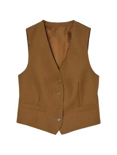 Burberry Textured Wool And Mohair Sleeveless Vest In Brown