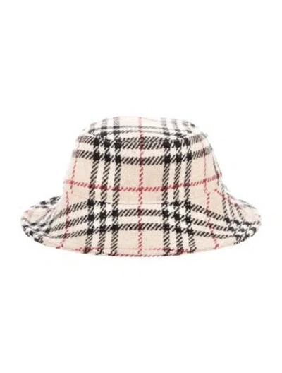 Pre-owned Burberry Wool Nova Check Bucket Hat In Neutral