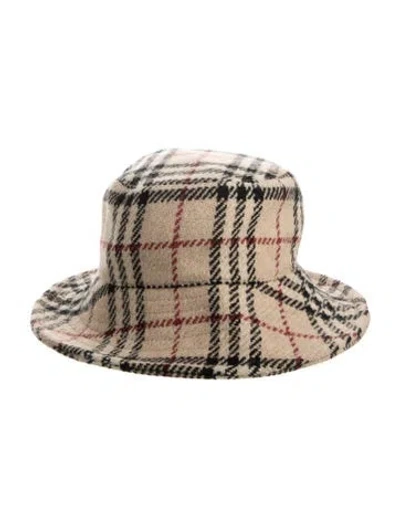 Pre-owned Burberry Wool Nova Check Bucket Hat In Neutral