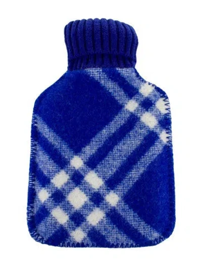 Pre-owned Burberry Wool Nova Check Hot Water Bottle Cover In Blue