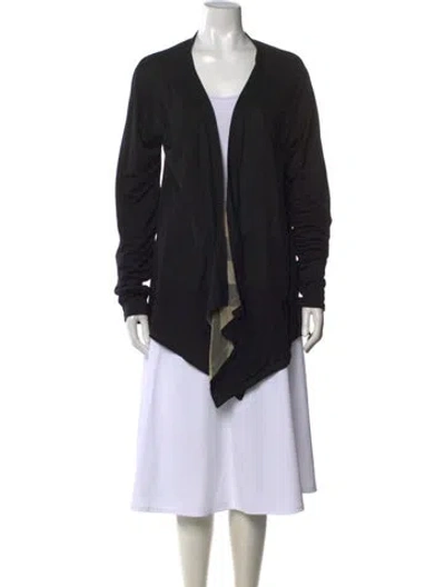 Pre-owned Burberry Wool Open Front Sweater In Black