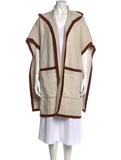 Pre-owned Burberry Wool Open Front Sweater In Neutral