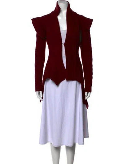 Pre-owned Burberry Wool Open Front Sweater In Red