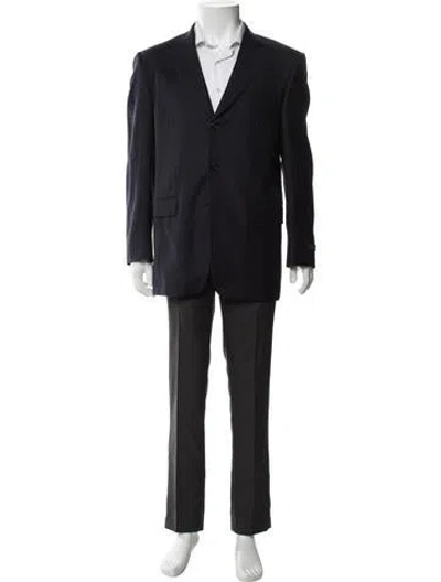 Pre-owned Burberry Wool Overcoat In Blue