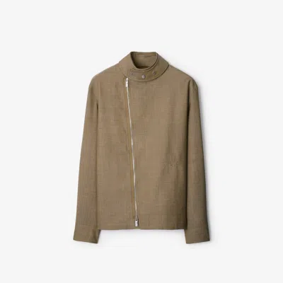 Burberry Ekd-embroidered Wool Overshirt In Beige/honey