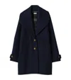 Burberry Wool Oversized Coat In Blue