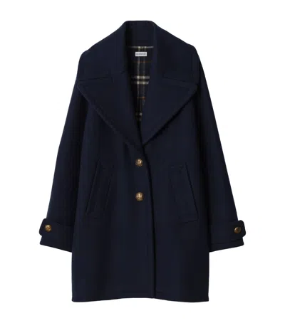 Burberry Wool Oversized Coat In Blue
