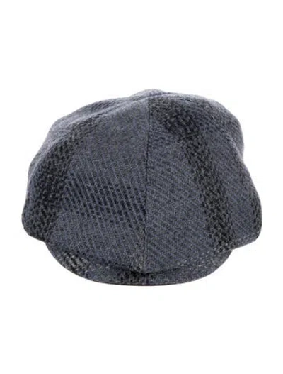 Pre-owned Burberry Wool Oversized Patterned Newsboy Cap In Blue