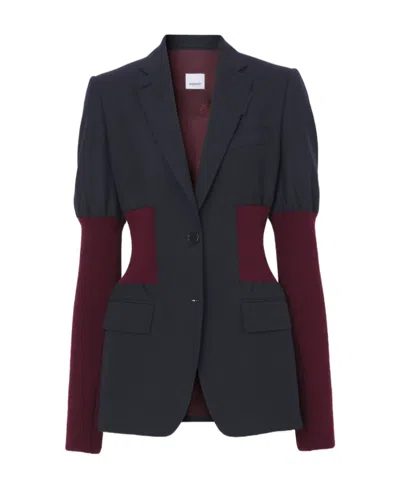 Burberry Wool-panel Fitted Jacket In Black