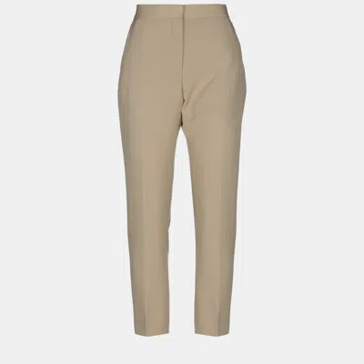 Pre-owned Burberry Wool Trousers 8 In Beige