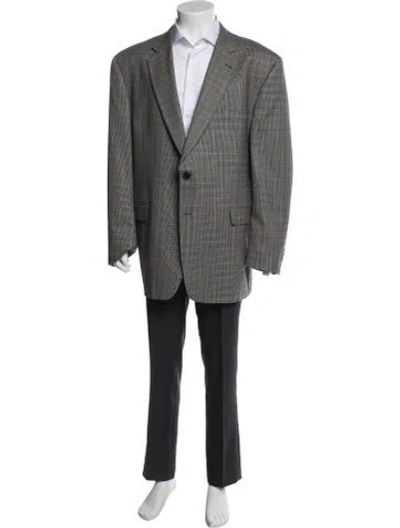 Pre-owned Burberry Wool Pattern Blazer In Gray
