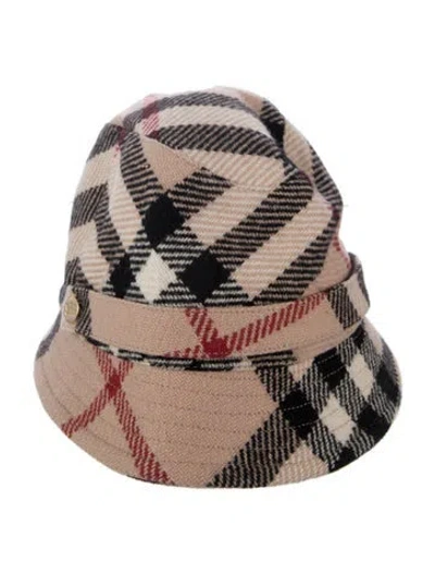 Pre-owned Burberry Wool Patterned Bucket Hat In Neutrals