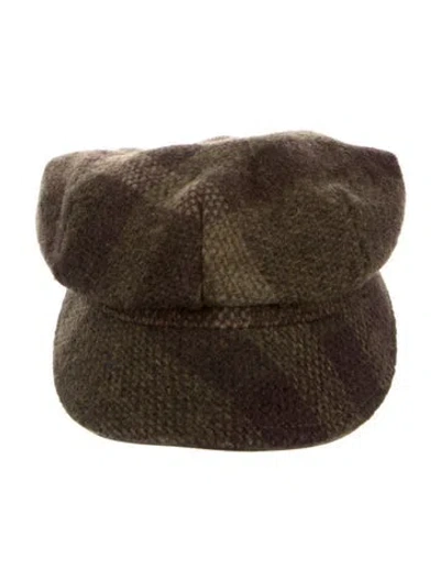 Pre-owned Burberry Wool Patterned Hat In Green