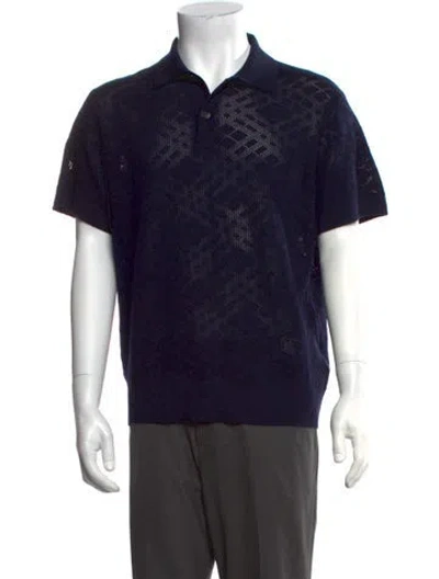 Pre-owned Burberry Wool Patterned Polo Shirt In Blue