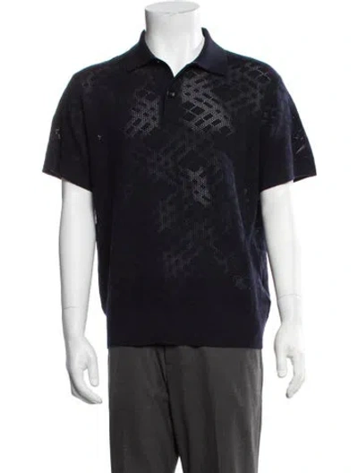 Pre-owned Burberry Wool Patterned Polo Shirt In Blue