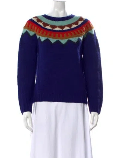 Pre-owned Burberry Wool Patterned Sweater In Blue