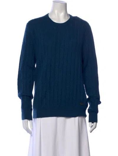 Pre-owned Burberry Wool Patterned Sweater W/ Tags In Blue