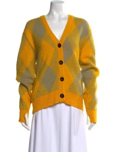 Pre-owned Burberry Wool Patterned Sweater In Yellow