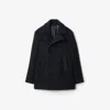 Burberry Wool Silk Tailored Jacket In Navy