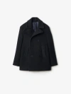 Burberry Wool Silk Tailored Jacket In Navy