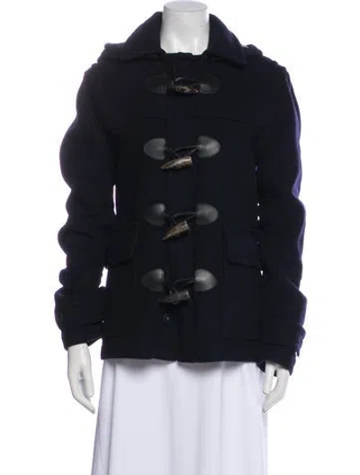 Pre-owned Burberry Wool Peacoat In Blue