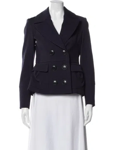 Pre-owned Burberry Wool Peacoat In Blue