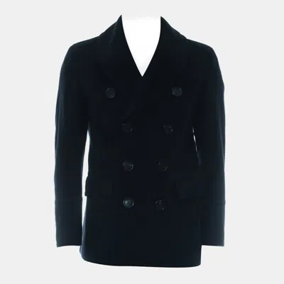 Pre-owned Burberry Wool Peacoat In Blue