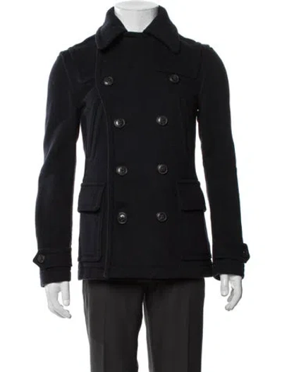 Pre-owned Burberry Wool Peacoat In Blue