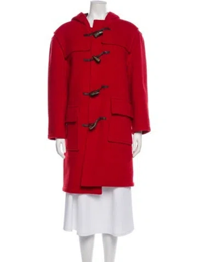 Pre-owned Burberry Wool Peacoat In Red