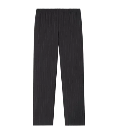 Burberry Wool Pinstripe Sweatpants In Grey