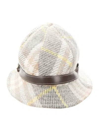 Pre-owned Burberry Wool Plaid Bucket Hat In Neutral