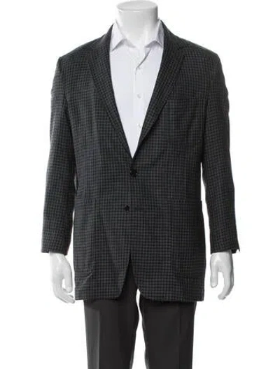Pre-owned Burberry Wool Plaid Print Blazer In Blue