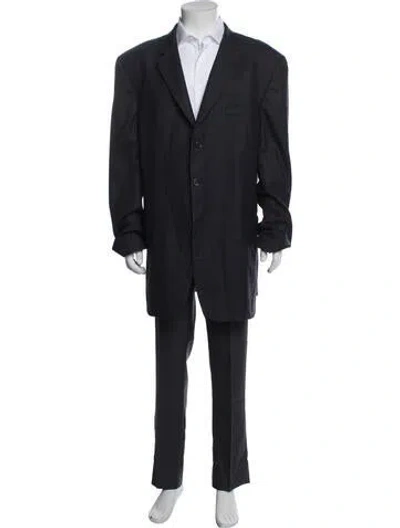 Pre-owned Burberry Wool Plaid Print Blazer In Blue