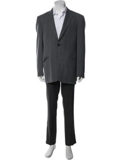 Pre-owned Burberry Wool Plaid Print Blazer In Grey