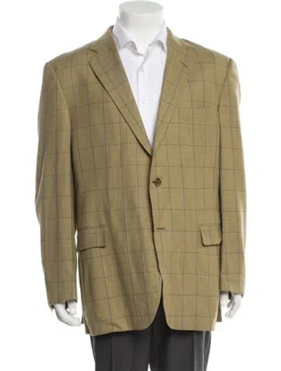 Pre-owned Burberry Wool Plaid Print Blazer In Neutral