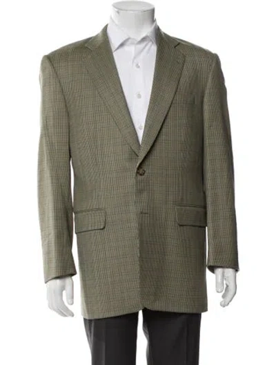 Pre-owned Burberry Wool Plaid Print Blazer In Neutrals